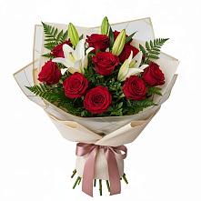 Букет цветов из:  Лилии и Розы #REPLACE_PRED# Алмазном