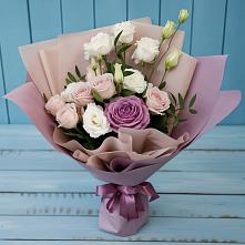 Букет цветов из:  Розы и Лизиантусы в Алмазном