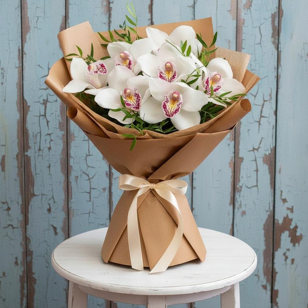 Букет цветов из: Орхидеи и Розы в Алмазном