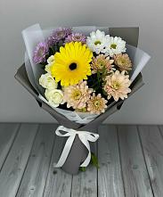 Букет цветов из:  Розы, Герберы и Хризантемы в Алмазном