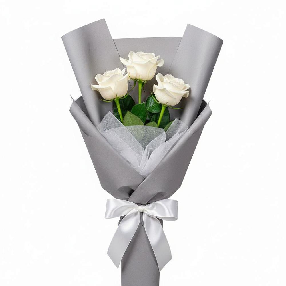 Букет 3 белые розы в Алмазном