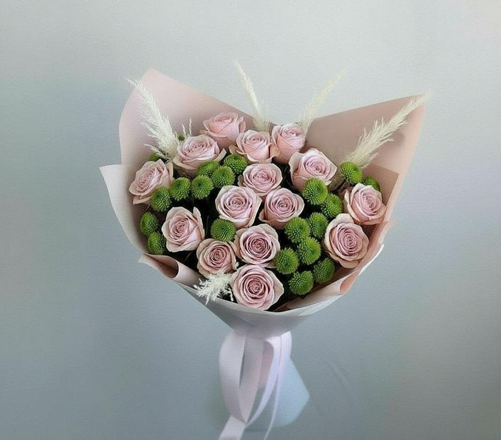 Букет цветов из: Розы и Хризантемы в Алмазном