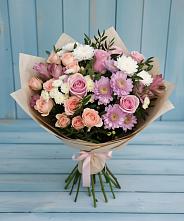 Букет цветов из:  Хризантемы, Розы и Альстромерии #REPLACE_PRED# Алмазном