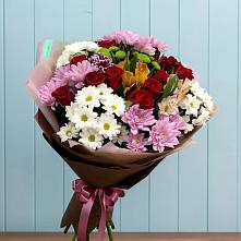 Букет цветов из:  Розы, Хризантемы и Альстромерии #REPLACE_PRED# Алмазном