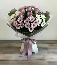 Букет цветов из:  Хризантемы и Розы #REPLACE_PRED# Алмазном