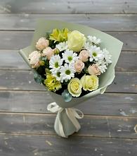 Букет цветов из:  Альстромерии, Розы и Хризантемы #REPLACE_PRED# Алмазном